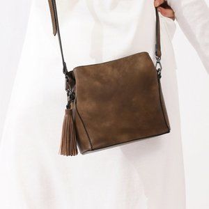 Small Pocketed Tasseled Crossbody Purse